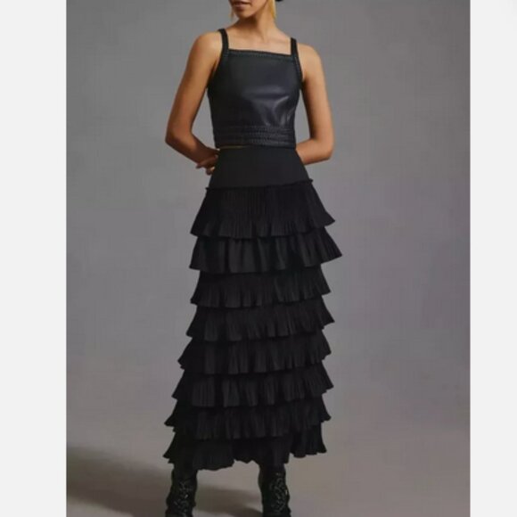 Anthropologie Pilcro M NWT Faux Leather Corset Top Lace-Up size Medium Black New - Picture 3 of 4